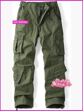 Cotton Ripstop Cargo Pants with Multiple Pockets for Outdoor Activities